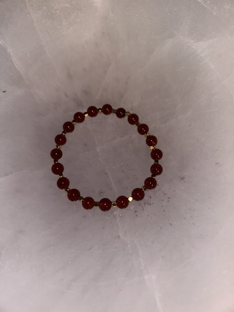 Single Carnelian Gold Rotated Bracelets on Tray