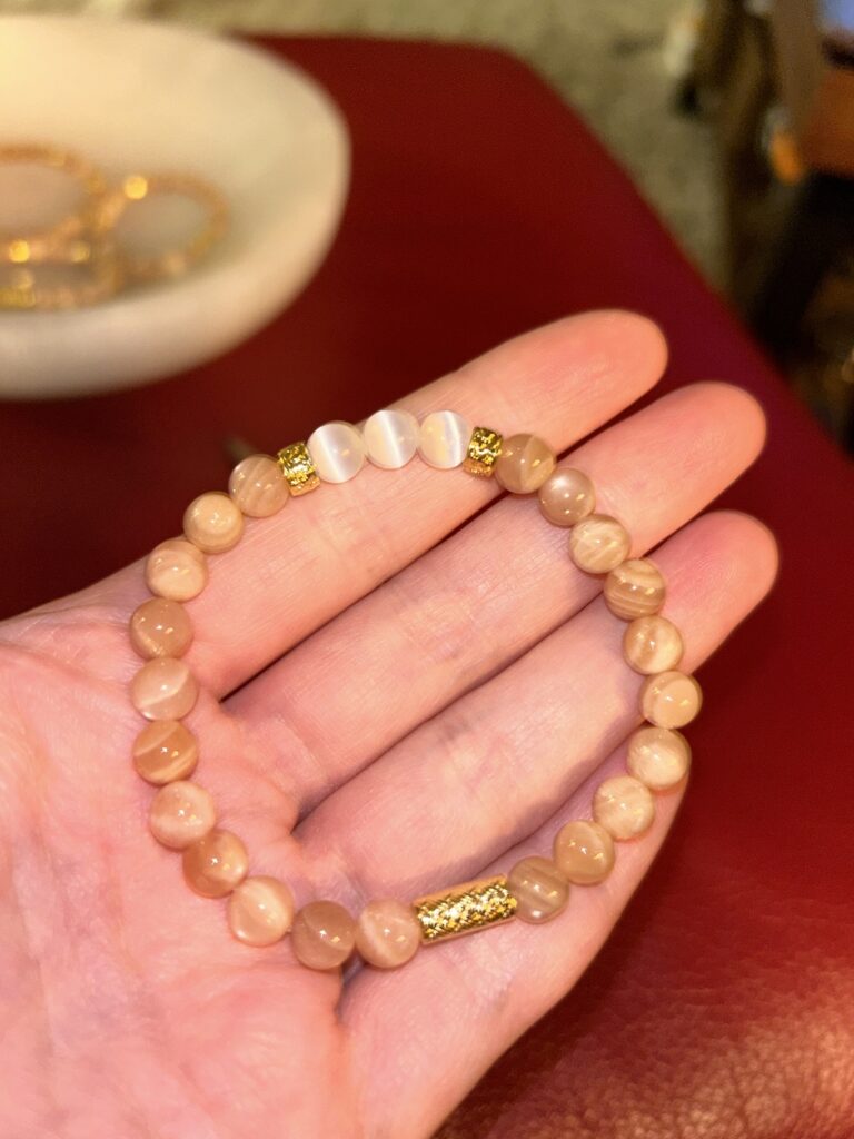 Other photo of Peach Moonstone Bracelet in Hand